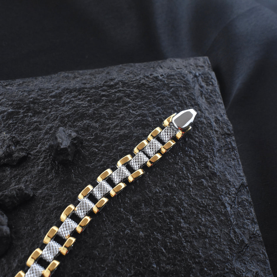 Grid Curb Silver Bracelet