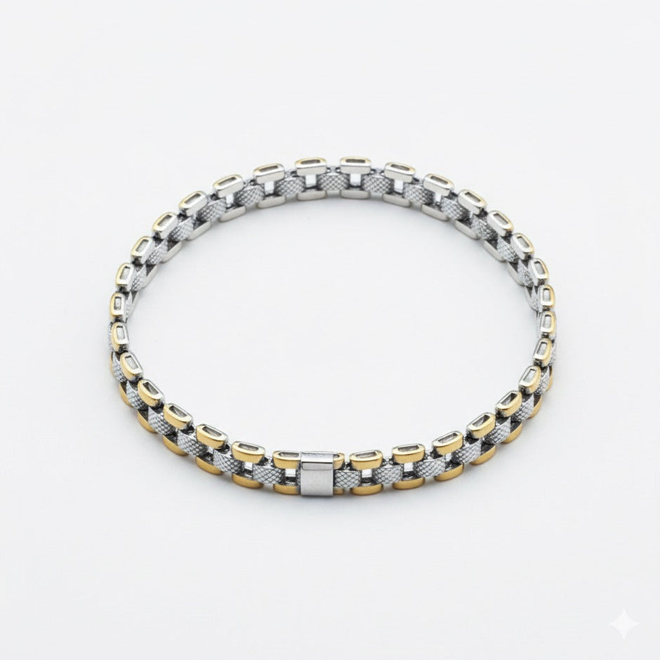 Grid Curb Silver Bracelet