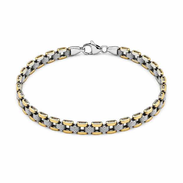 Dual Tone Textured Link Bracelet