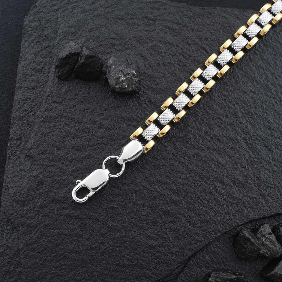 Dual Tone Textured Link Bracelet