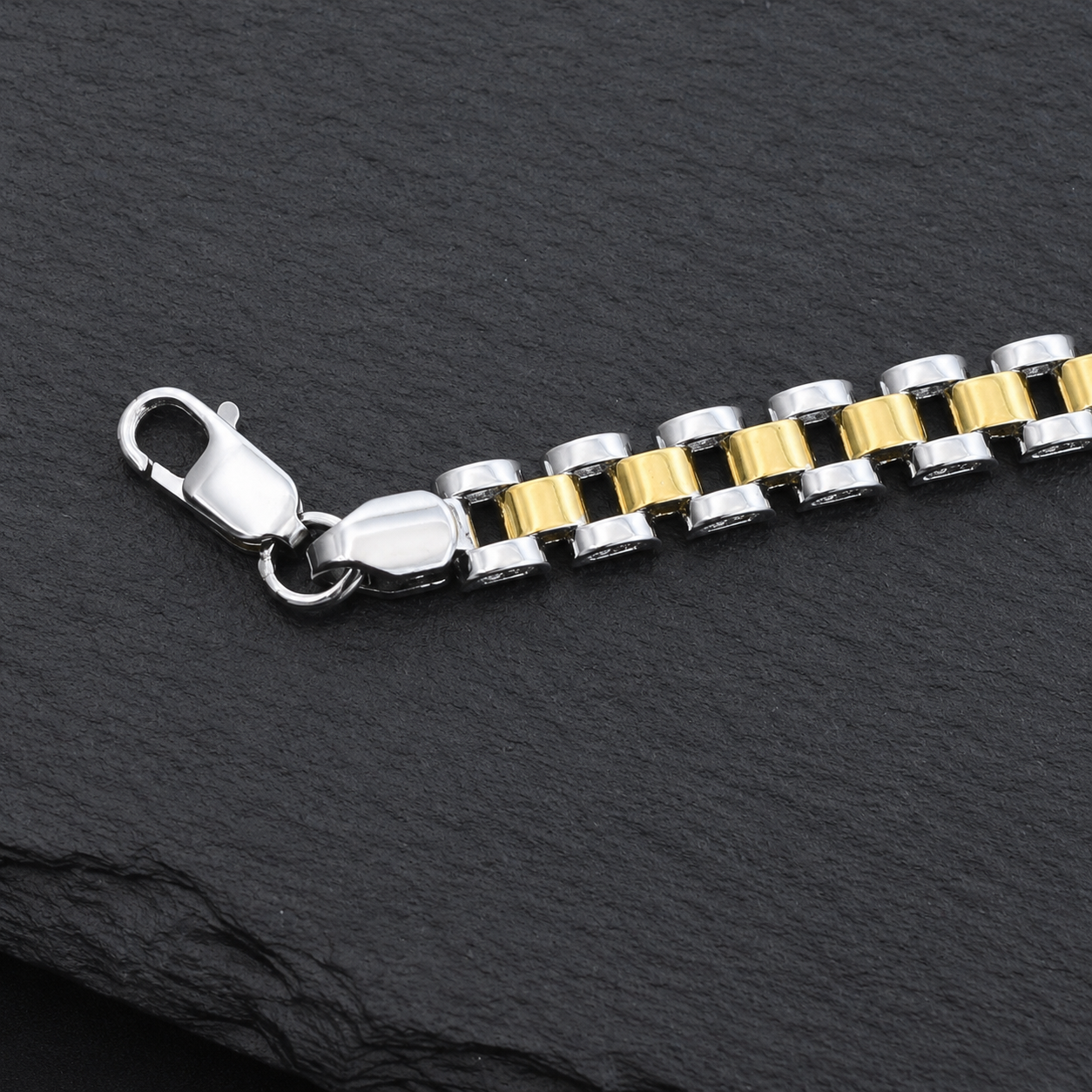 Dual Tone Block Track Bracelet
