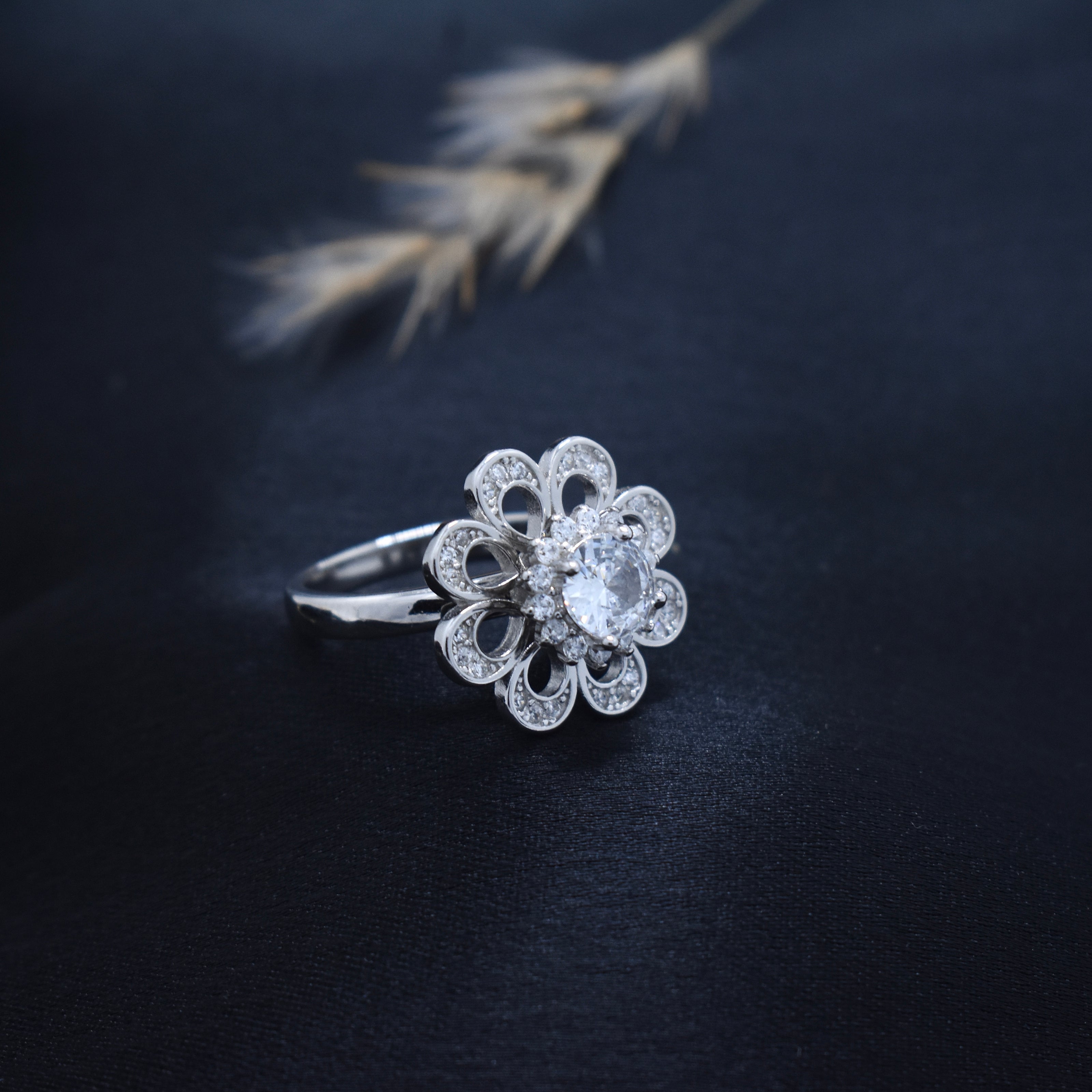 Floral Rotating Halo Ring