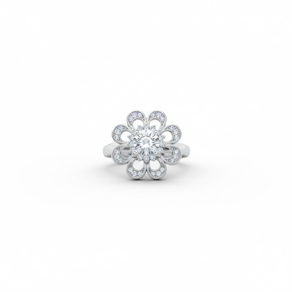 Floral Rotating Halo Ring