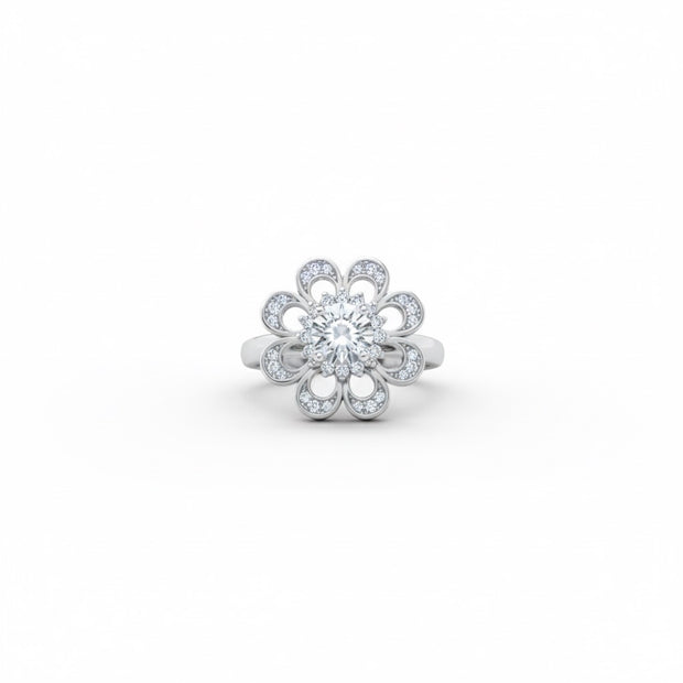 Floral Diamond Rotating Halo Ring