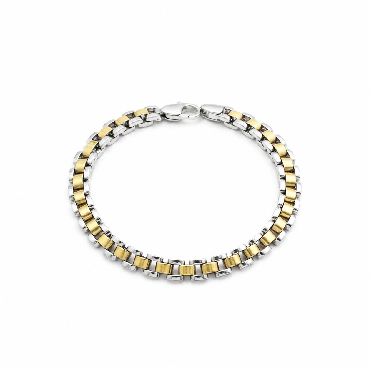 Dual Tone Block Track Bracelet