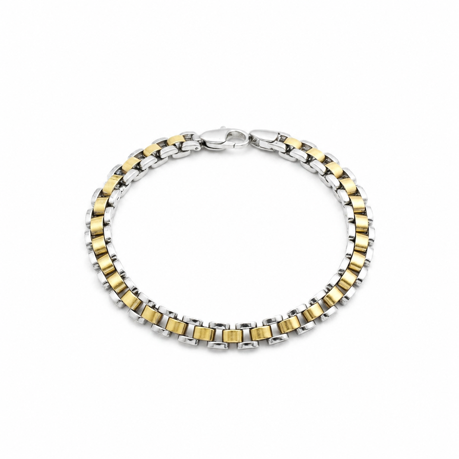 Dual Tone Block Track Bracelet
