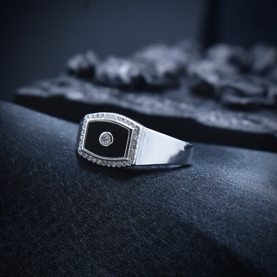 Rectangular Halo Signet Ring