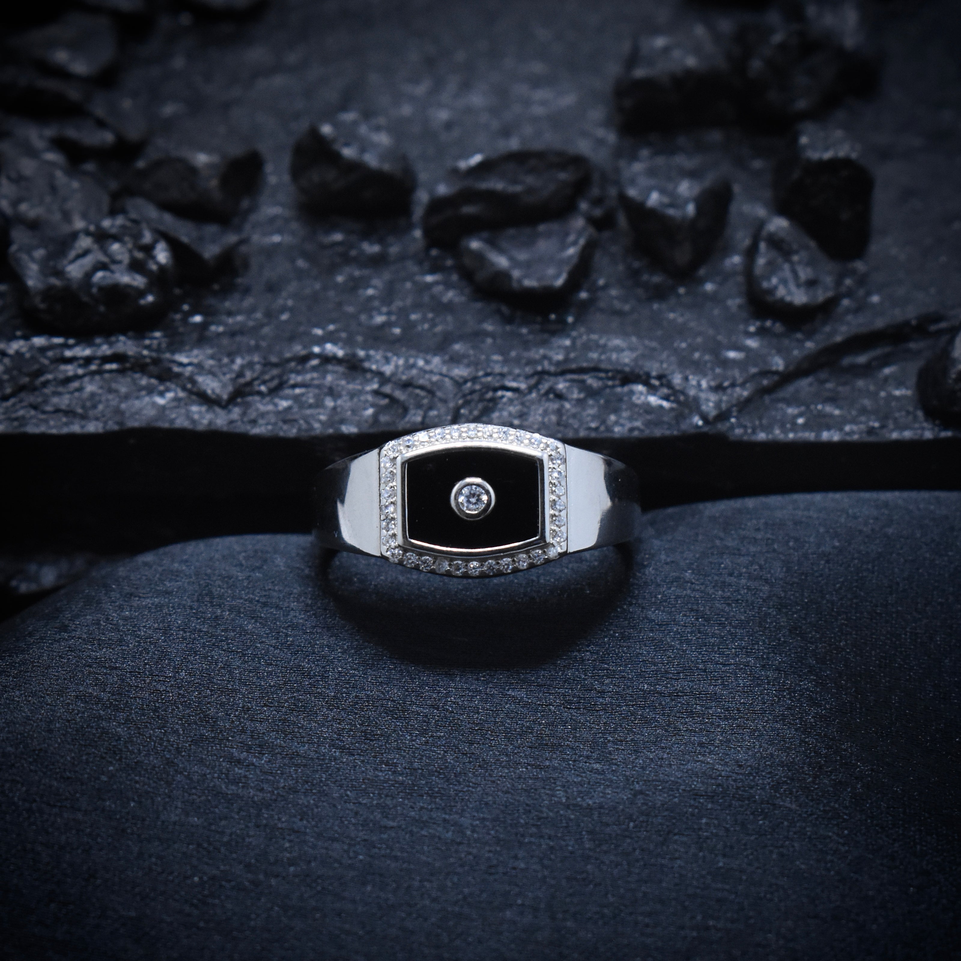 Rectangular Halo Signet Ring