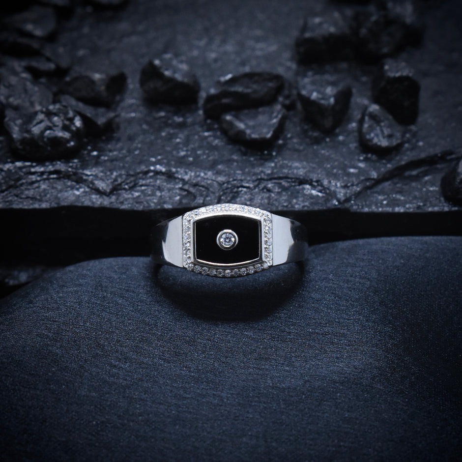 Rectangular Halo Signet Ring
