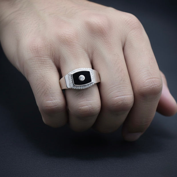Rectangular Halo Signet Ring