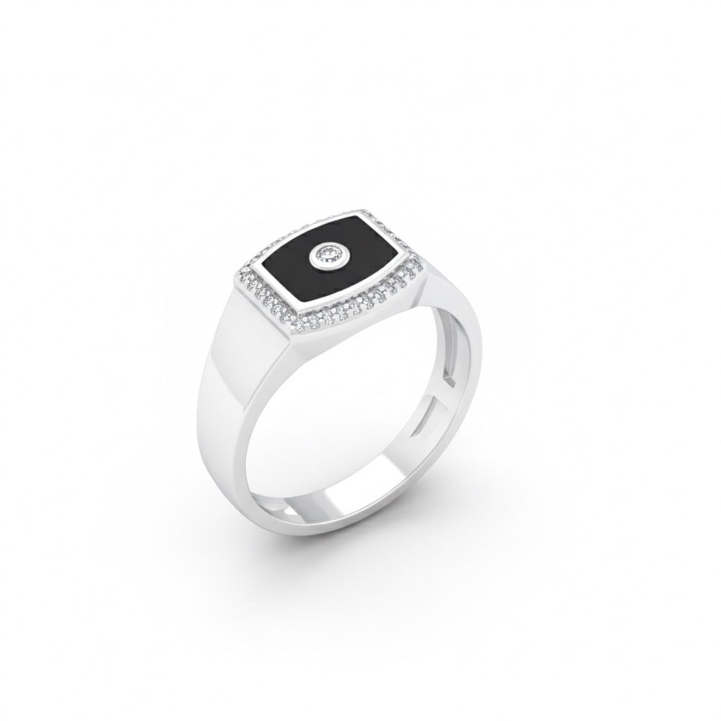 Rectangular Halo Signet Ring