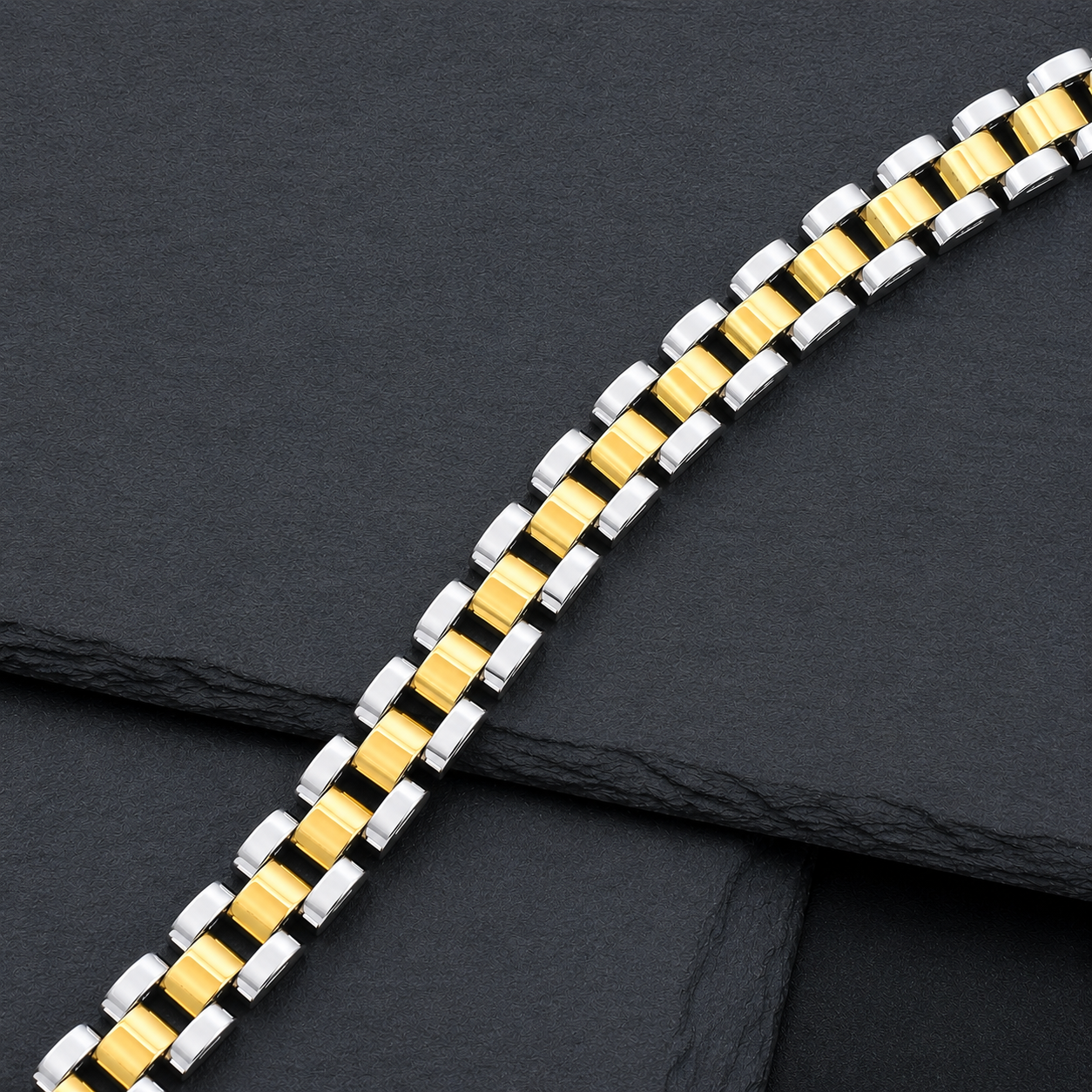 Dual Tone Block Track Bracelet