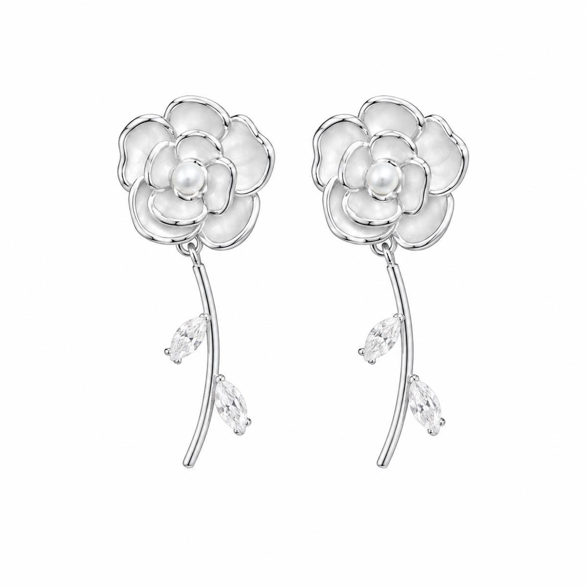 Floral Pearl Drop Earrings