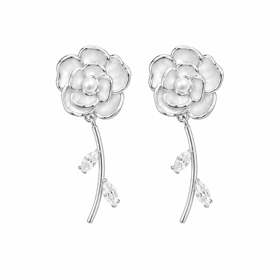 Floral Pearl Drop Earrings