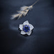 Blue Stone Rotating Floral Statement Ring