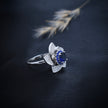 Blue Stone Rotating Floral Statement Ring
