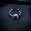 Malachite Solitaire Pave Halo Silver Ring