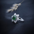 Silver Emerald Bloom Ring