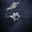 Silver Emerald Bloom Ring