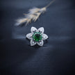 Silver Emerald Bloom Ring