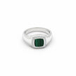 Cushion-Cut Malachite Halo Signet Ring