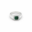 Malachite Solitaire Pave Halo Silver Ring