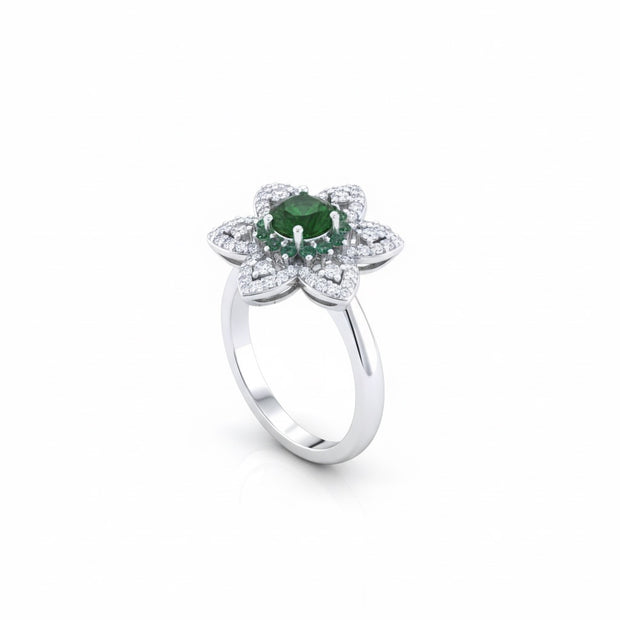 Green Stone Rotating Floral Ring