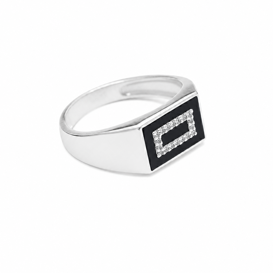 Rectangular Zircon Halo Enamel Ring