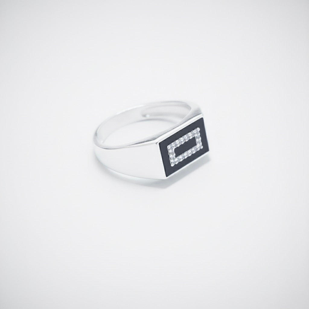 Rectangular Zircon Halo Enamel Ring