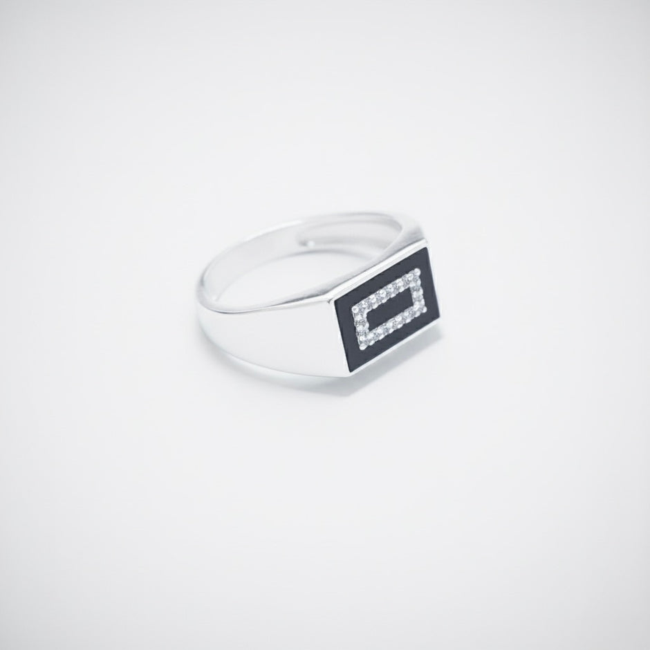 Rectangular Zircon Halo Enamel Ring