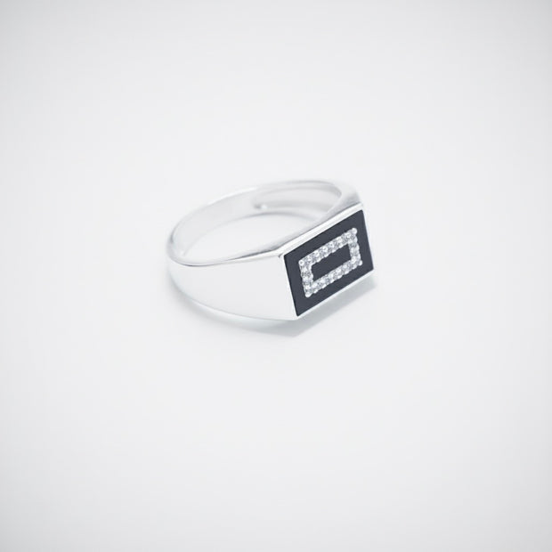 Rectangular Zircon Halo Enamel Ring