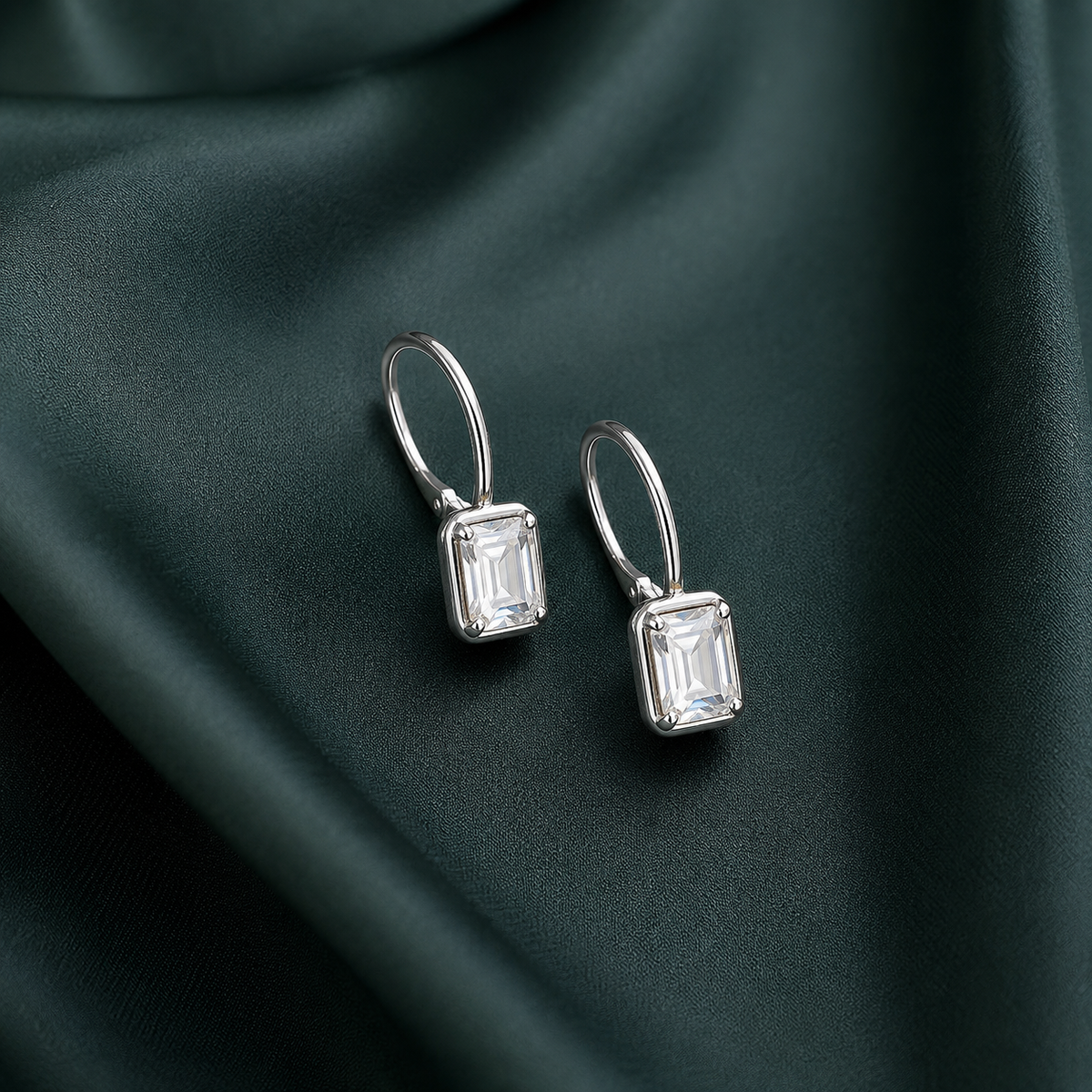 Rectangular Crystal Drop Earrings