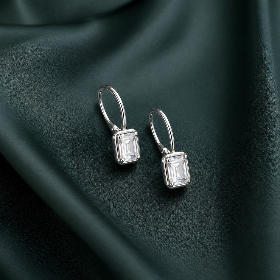 Rectangular Crystal Drop Earrings