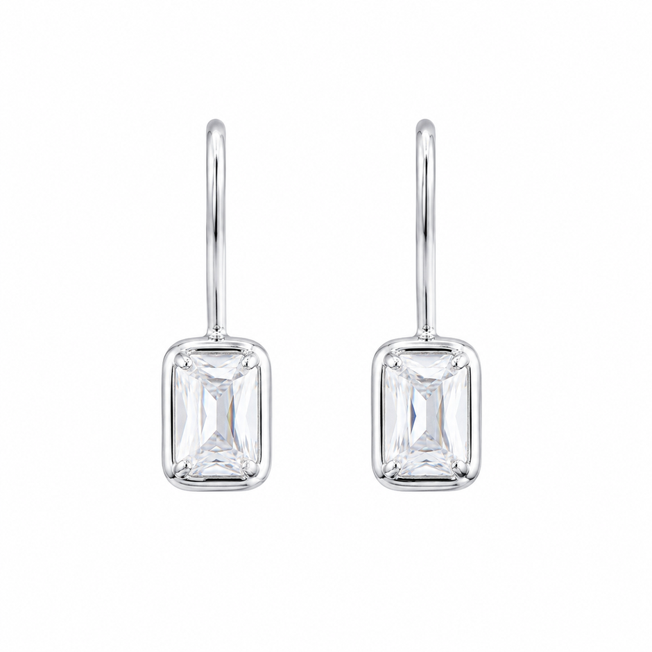 Rectangular Crystal Drop Earrings