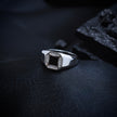 Black Enamel Octagon Pave Silver Ring