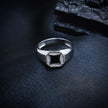 Concave Square Halo Signet Ring