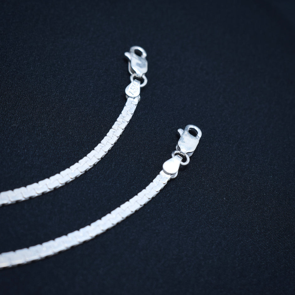 Plain Patterned Sterling Silver Anklet