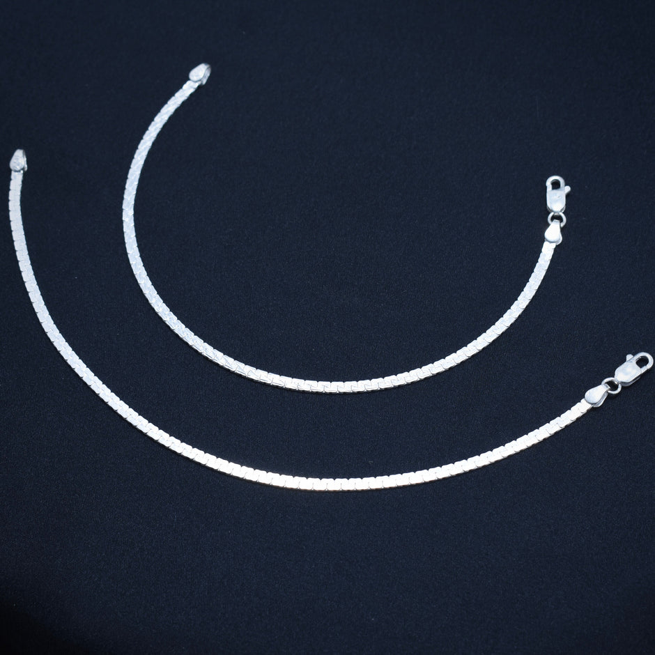 Plain Patterned Sterling Silver Anklet