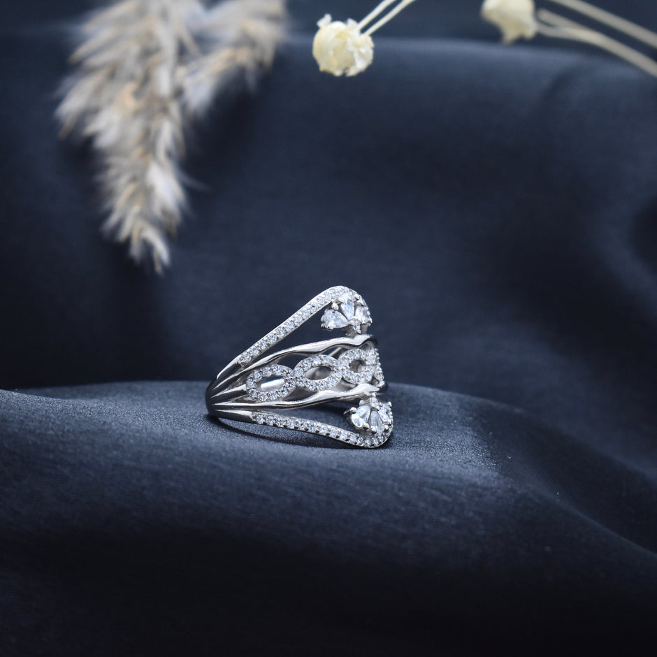 Silver Layered Vines Ring