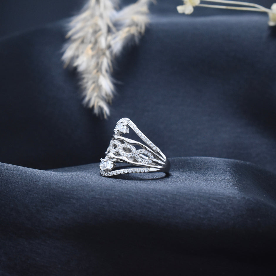 Silver Layered Vines Ring