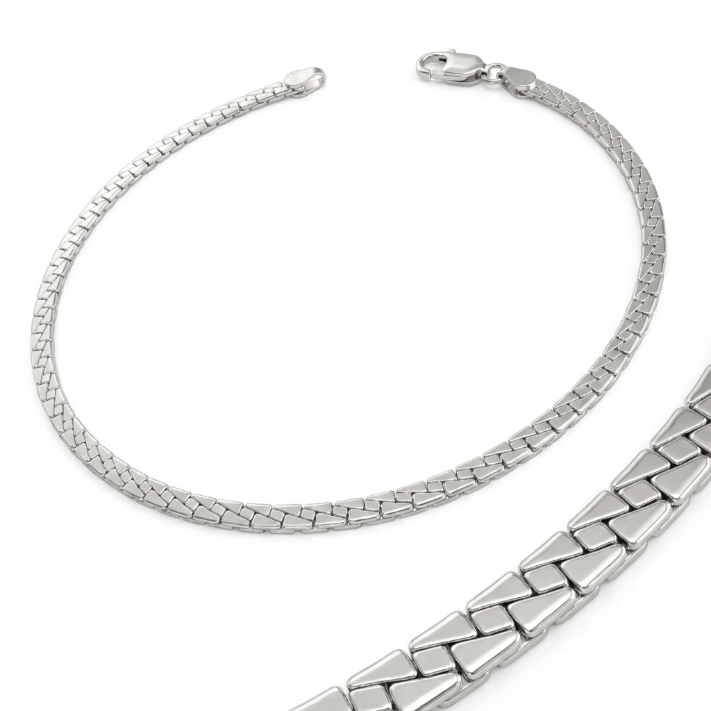 Plain Patterned Sterling Silver Anklet