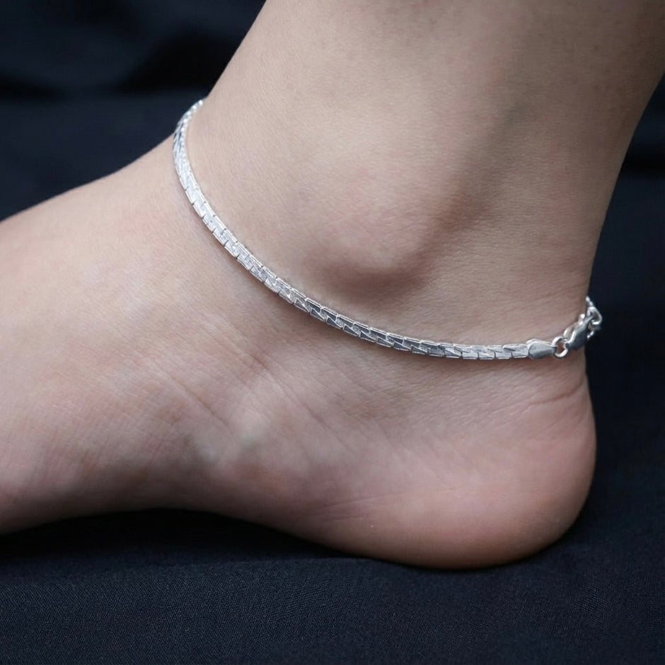 Plain Patterned Sterling Silver Anklet