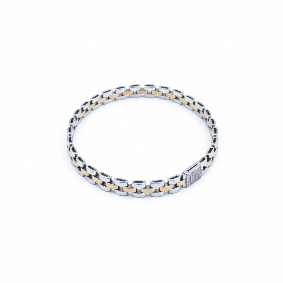 Two Tone Link Silver Bracelet