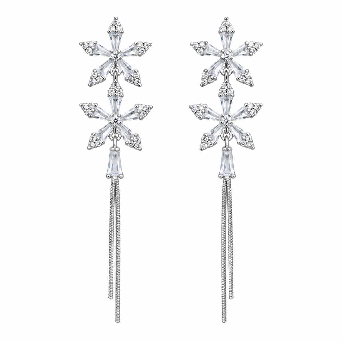 Double Floral Tassel Earrings