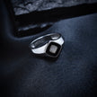 Geometric Square Halo Signet Ring