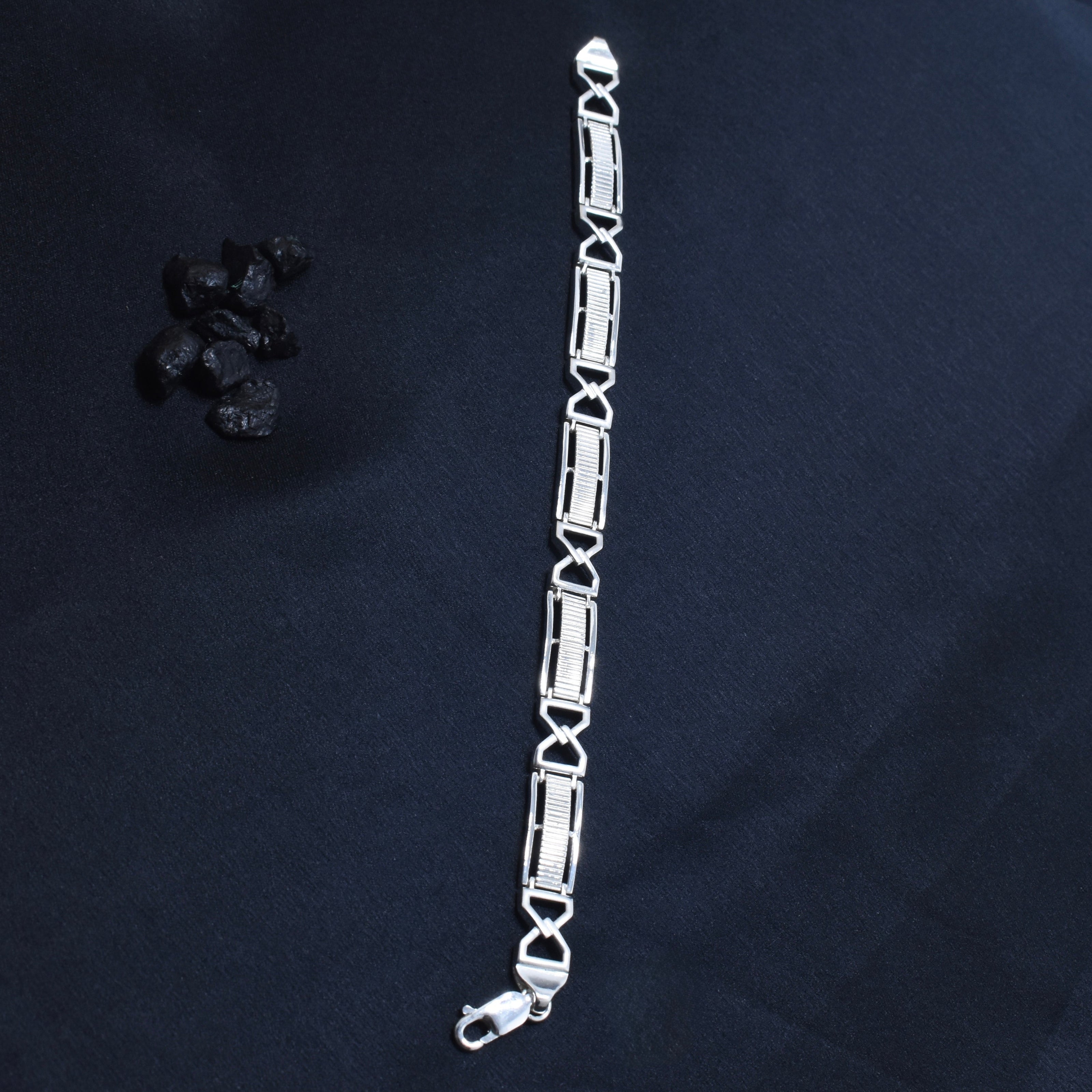 X-Pattern Sterling Silver Link Bracelet