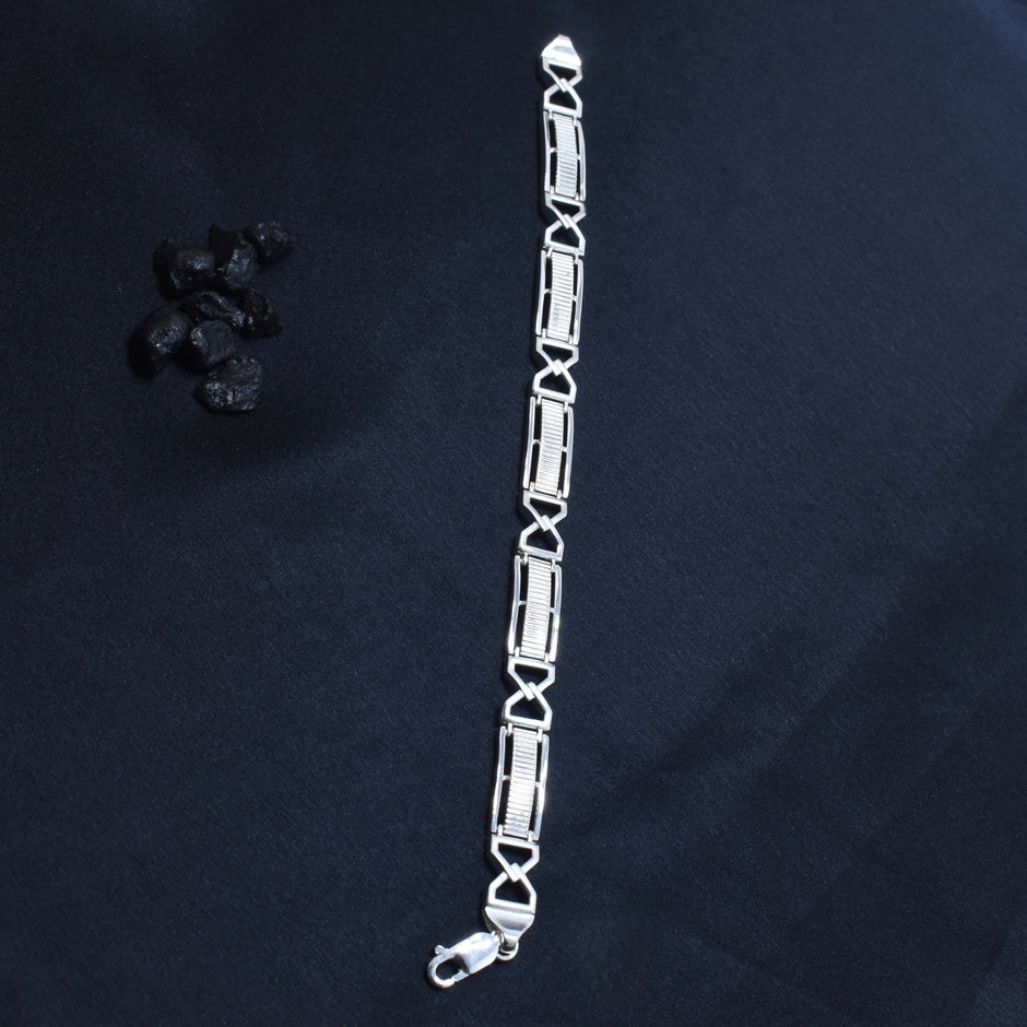 X-Pattern Sterling Silver Link Bracelet