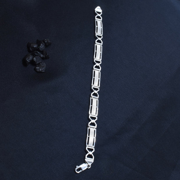 X-Pattern Sterling Silver Link Bracelet