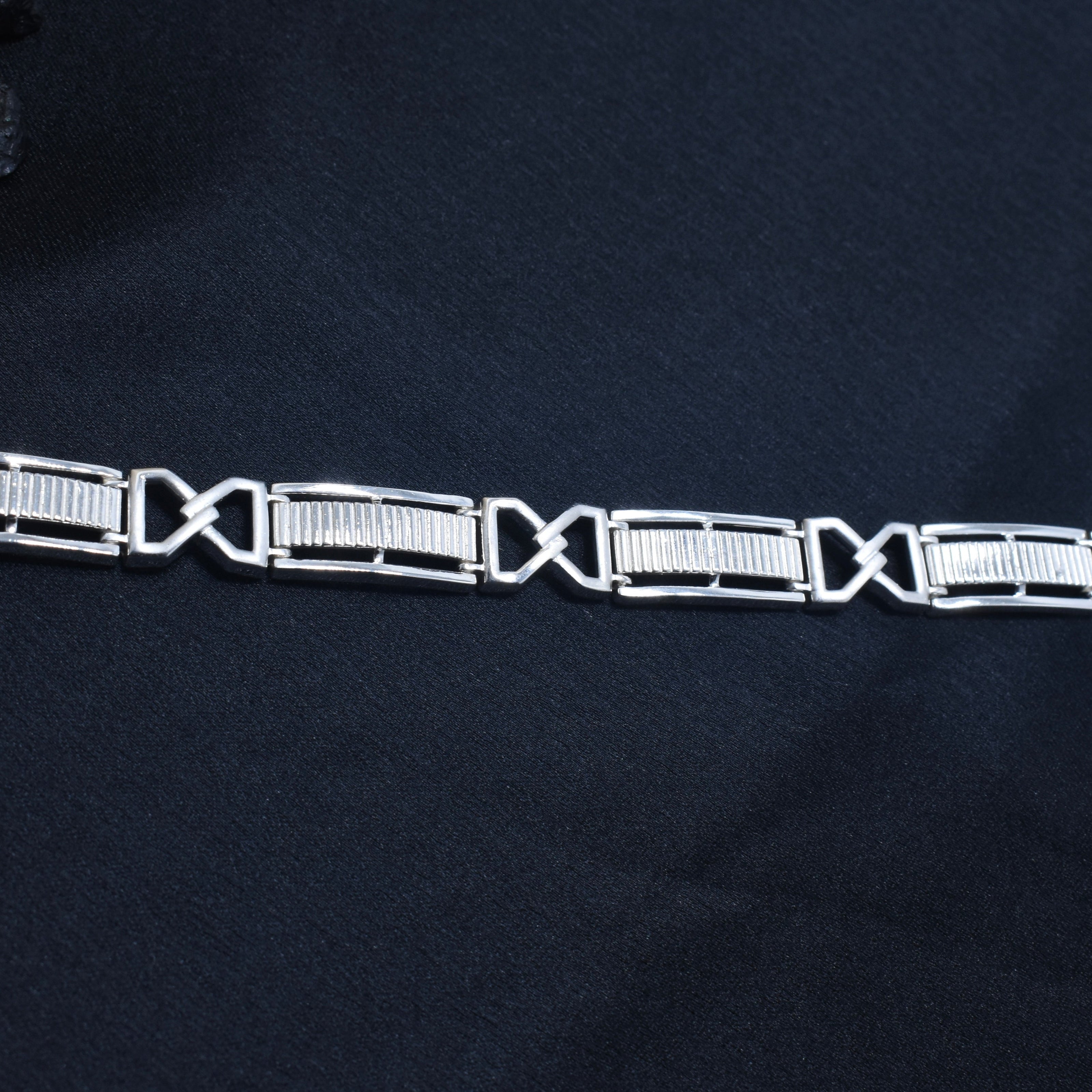 X-Pattern Sterling Silver Link Bracelet