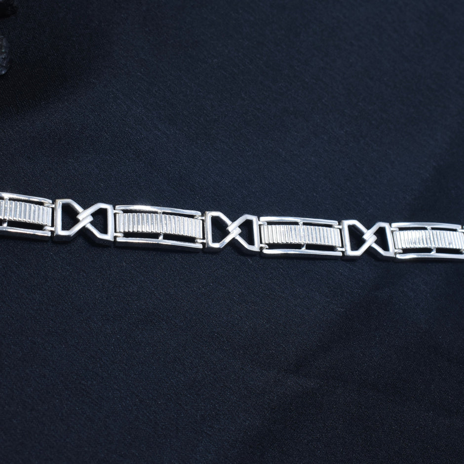 X-Pattern Sterling Silver Link Bracelet